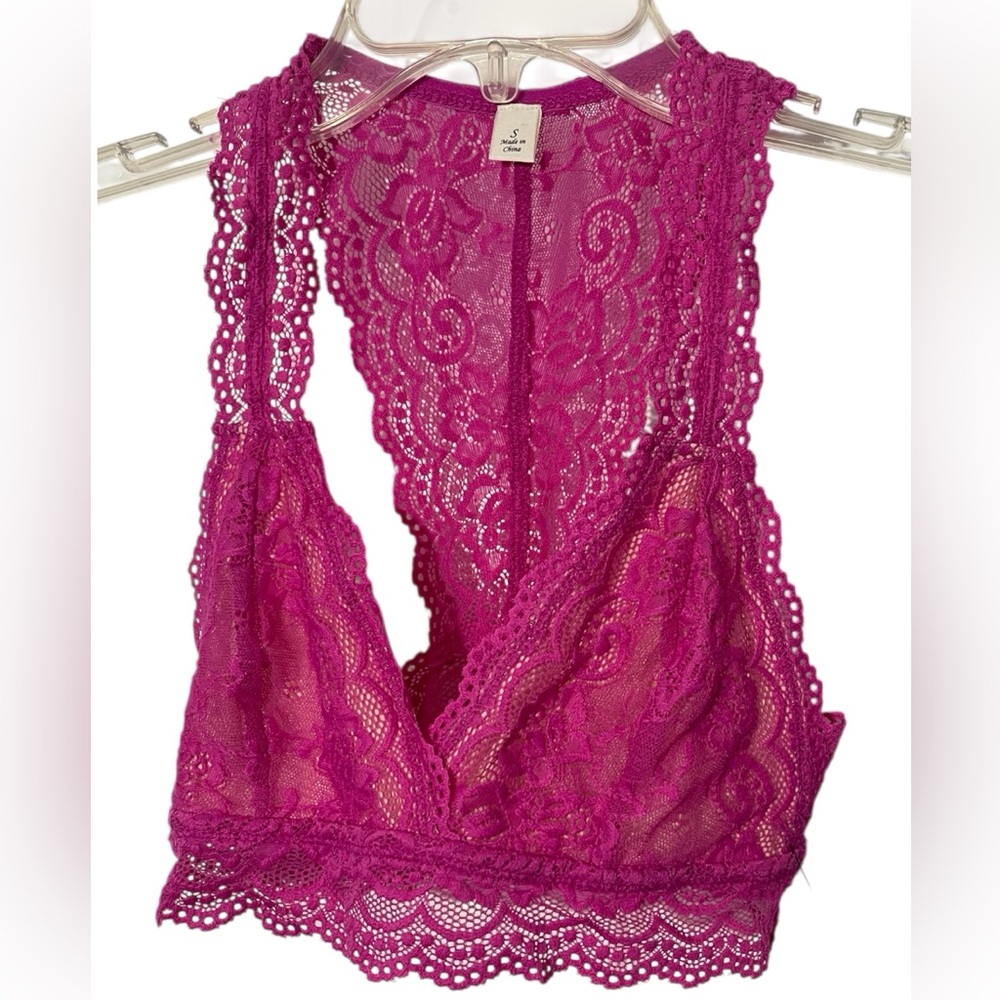 Francesca's Lace Racerback Bralette Hot Pink Size Small